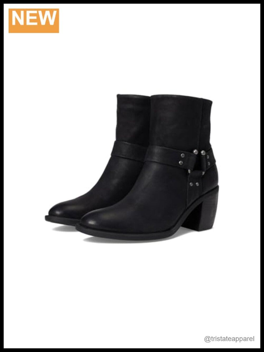 Women's Leather Ankle Boots Block Heel Zip Closure